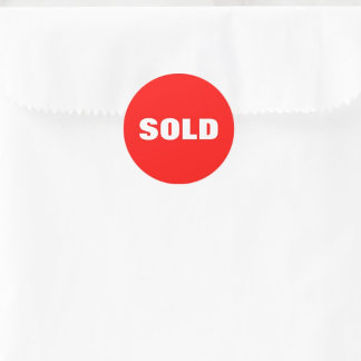 Adesivo Redondo Tipografia Negra Moderna Vermelho Brilhante Vendid