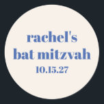 Adesivo Redondo Tipografia Negrito Ivory Blue Cute Bat Mitzvah<br><div class="desc">Pictografia a negrito Vazio Blue Bat Mitzvah Classic Round Sticker</div>