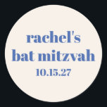 Adesivo Redondo Tipografia Negrito Ivory Blue Cute Bat Mitzvah<br><div class="desc">Pictografia a negrito Vazio Blue Bat Mitzvah Classic Round Sticker</div>