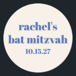 Adesivo Redondo Tipografia Negrito Ivory Blue Cute Bat Mitzvah<br><div class="desc">Pictografia a negrito Vazio Blue Bat Mitzvah Classic Round Sticker</div>