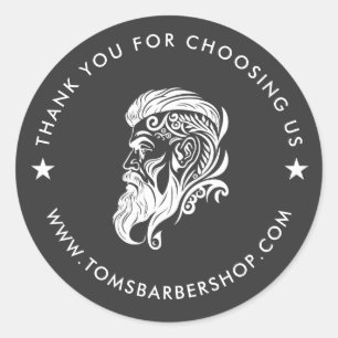 Adesivo Redondo Tipografia Preta Branco Logotipo Personalizado de 