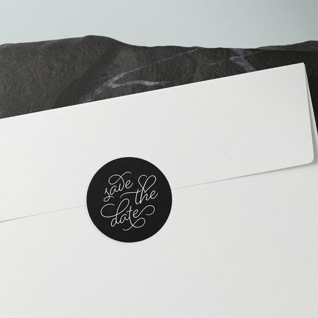 Adesivo Redondo Tipografia Preta e Branca Salva a Data (Criador carregado)