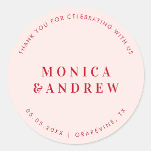 Adesivo Redondo Tipografia Retro Negrito Casamento Minimalista Obr