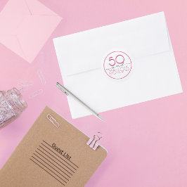 Adesivo Redondo Tipografia retrô rosa 50 e fabulosa