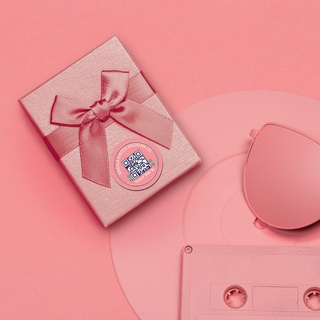 Adesivo Redondo Tipografia Retroativa Mídia Social Código QR (Criador carregado)