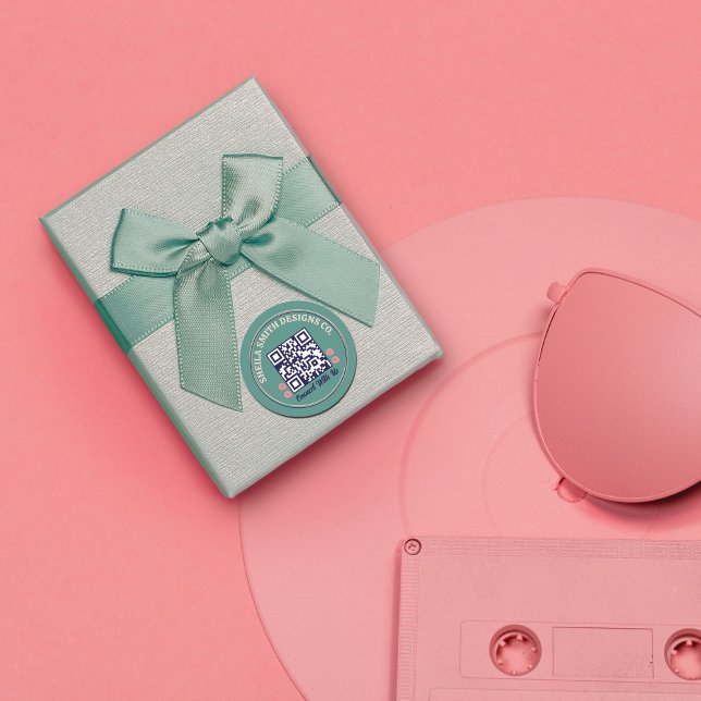 Adesivo Redondo Tipografia Retroativa Mídia Social Código QR (Criador carregado)