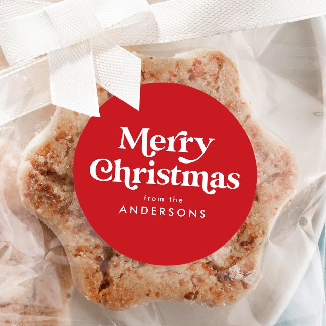 Adesivo Redondo Tipografia Retrorística Vermelha Feliz Natal (Criador carregado)