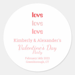 Adesivo Redondo Tipografia rosa e vermelha do dia de os namorados