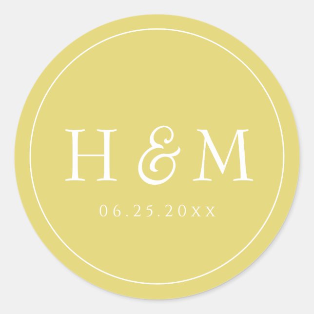 Adesivo Redondo Tipografia Simples e Elegante Casamento Monogramad (Frente)