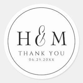 Adesivo Redondo Tipografia Simples e Elegante Casamento Monogramad