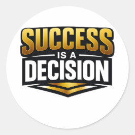 Adesivo Redondo Tipografia Success Gold em Preto