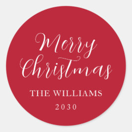 Adesivo Redondo Tipografia Vermelha Feliz Natal