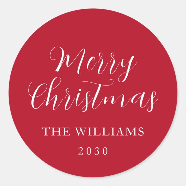 Adesivo Redondo Tipografia Vermelha Feliz Natal (Frente)