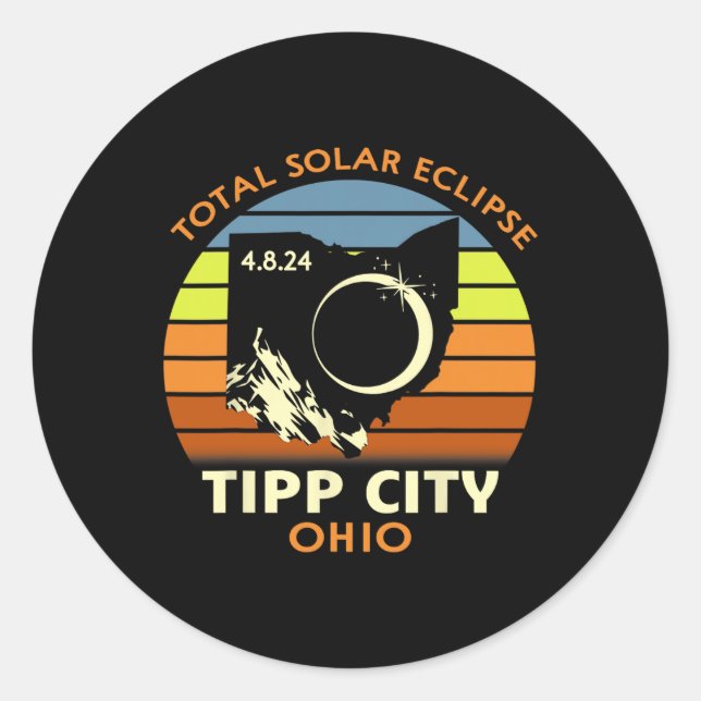 Adesivo Redondo Tipp City Ohio Total Solar Eclipse 2024 (Frente)