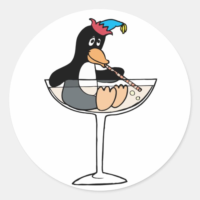 Adesivo Redondo Tipsy Penguin (Frente)
