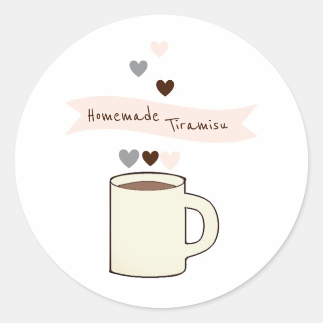 Adesivo Redondo Tiramisú caseiro para chá de noiva com café (Frente)