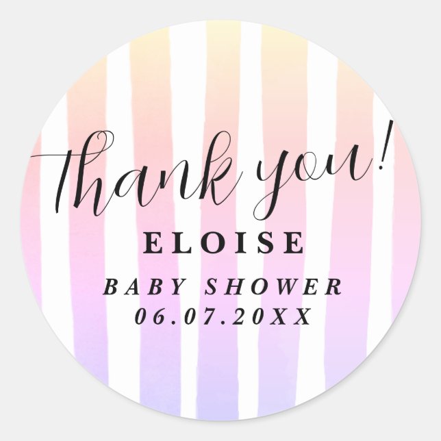 Adesivo Redondo Tiras de refrigerador d'água rosa moderna (Frente)