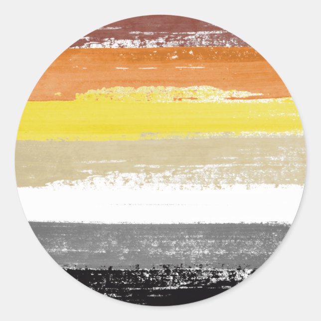 Adesivo Redondo Tiras de Tinta do Orgulho de Urso (Frente)