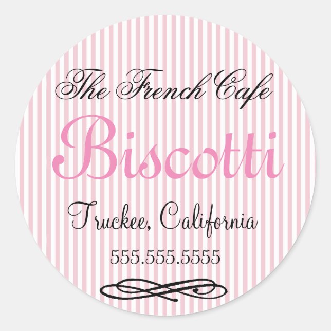 Adesivo Redondo Tiras Rosa Homemadas (Frente)