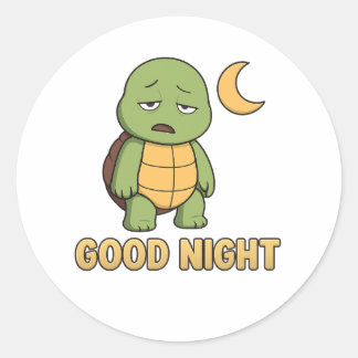 Adesivo Redondo Tired turtle saying Good Night