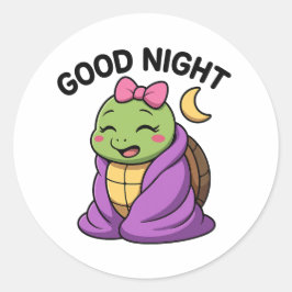 Adesivo Redondo Tired turtle saying Good Night