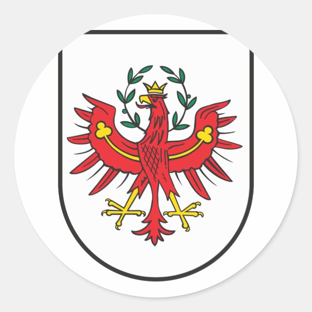 Adesivo Redondo Tirol Wappen, Áustria (Frente)
