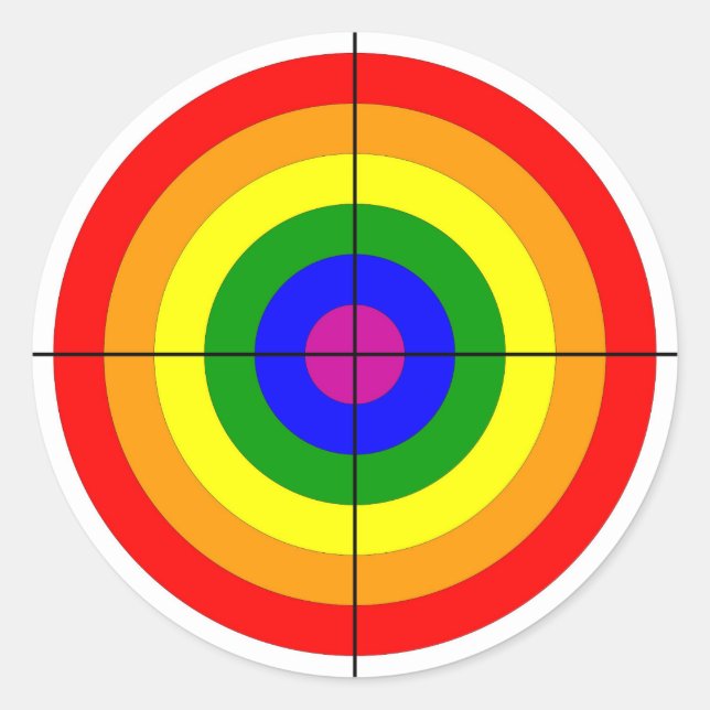 Adesivo Redondo tiros de tiro ao alvo, símbolo gay (Frente)