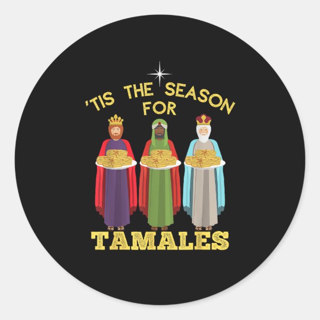 Adesivo Redondo Tis Season For Tamales Funny Mexican Christmas (Frente)