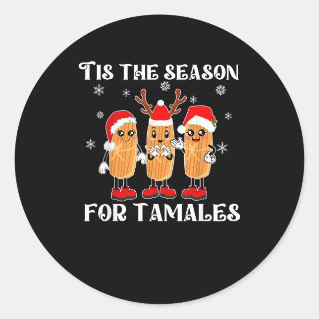 Adesivo Redondo Tis Season For Tamales Mexican Christmas Modern (Frente)