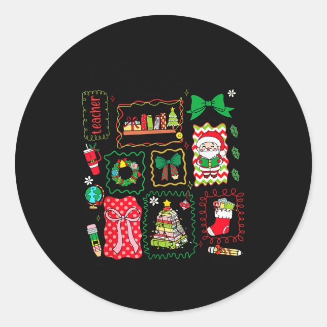 Adesivo Redondo Tis The Season Christmas Santa Snowman Xmastree Co (Frente)