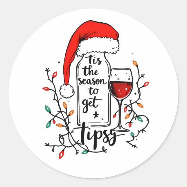 Adesivo Redondo 'Tis The Season to Get Tipsy  (Frente)