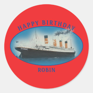 Adesivo Redondo Titanic Birthday Red RMS White Star Line Ship