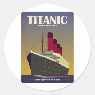 Adesivo Redondo Titanic Ocean Liner Art Deco Impressão
