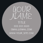 Adesivo Redondo Titânio Mão Livre Simples<br><div class="desc">Legal,  elegante e design mínimo. Cinza.</div>