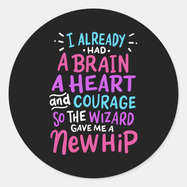 Adesivo Redondo Titanium Hip Replacation Surgery Humor New Hip (Frente)