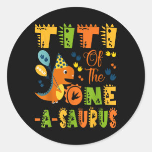 Adesivo Redondo Titi Do primeiro aniversario Um-Surus Dinossaur Pa