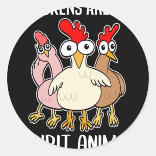 Adesivo Redondo Titular de Frango de Desenho Animado Galinhas Anim