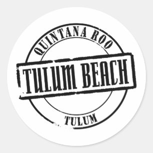 Adesivo Redondo Título da praia de Tulum