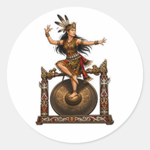 Adesivo Redondo TÍTULO DANÇARINO TRIBAL DAYAK NO GOSticker TRADICI