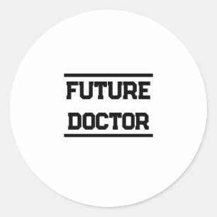 Adesivo Redondo Título Médico Futuro Design de Texto Mínimo