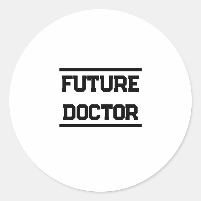 Adesivo Redondo Título Médico Futuro Design de Texto Mínimo (Frente)