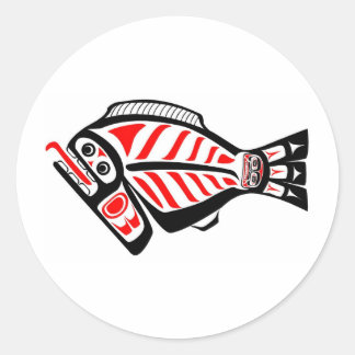 Adesivo Redondo Tlingit Halibut