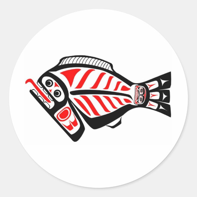 Adesivo Redondo Tlingit Halibut (Frente)