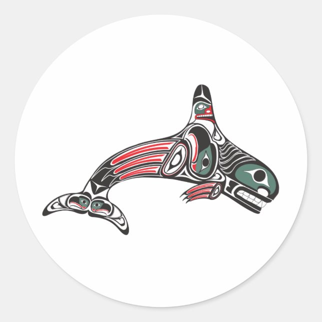Adesivo Redondo Tlingit Killer Whale & Eagle (Frente)