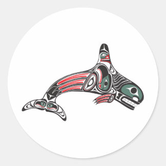 Adesivo Redondo Tlingit Killer Whale & Eagle