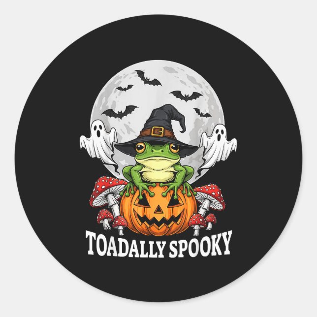 Adesivo Redondo Toadally Soky Funny Halloween Frog On Pumpkin Full (Frente)