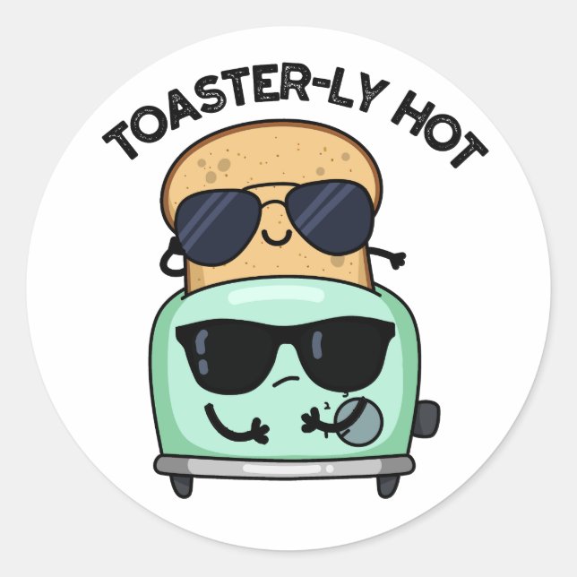 Adesivo Redondo Toaster Pun Engraçado Com Toasteris (Frente)
