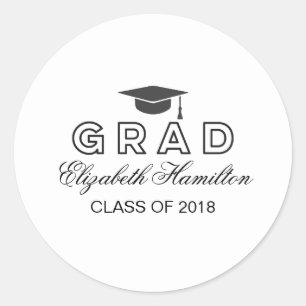 Adesivo Redondo Toca do Graduação Preto e Branco Festa de Graduaçã