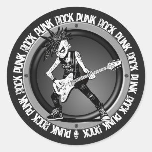Adesivo Redondo Toca Violão de Rock Punk Músico Legal Rocker