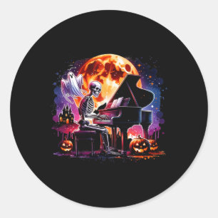 Adesivo Redondo Tocando Piano Com O Fantasma De Halloween De Fanta